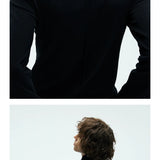 Two-color Fitted Long-sleeve Turtleneck Tee