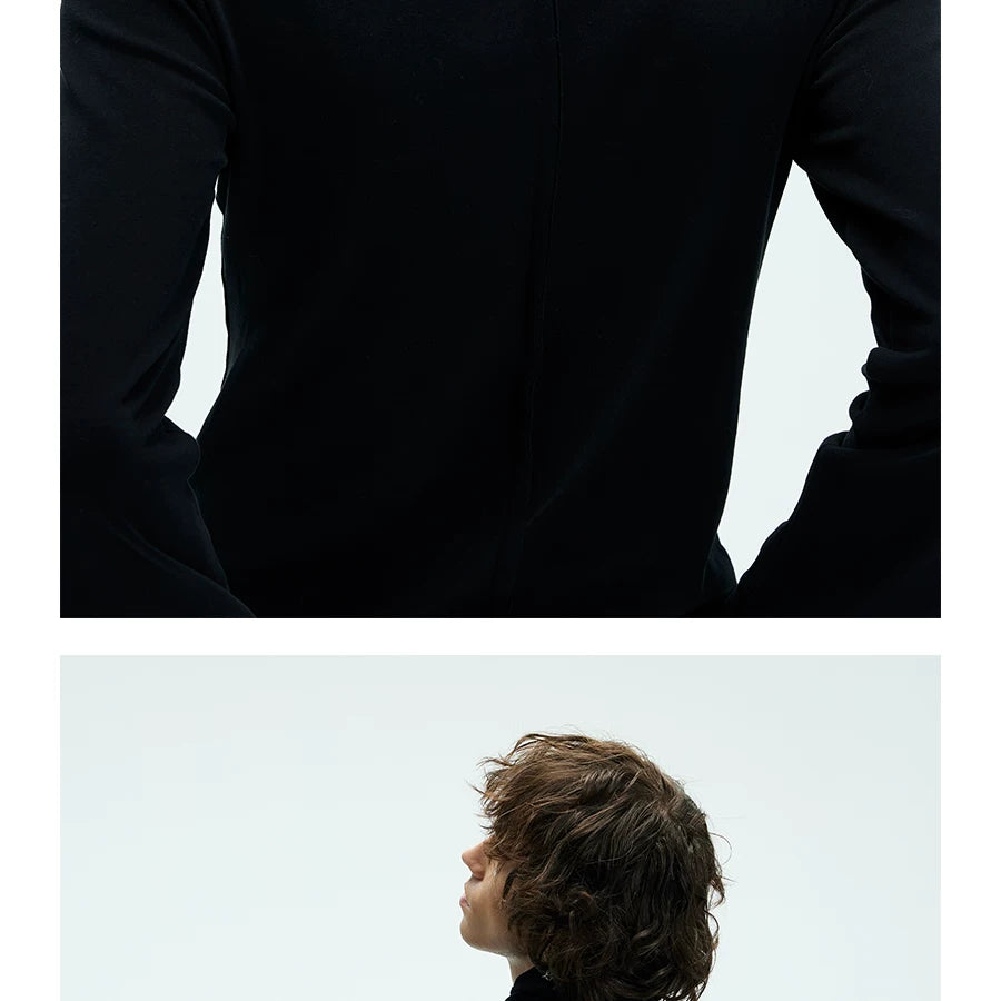 Two-color Fitted Long-sleeve Turtleneck Tee