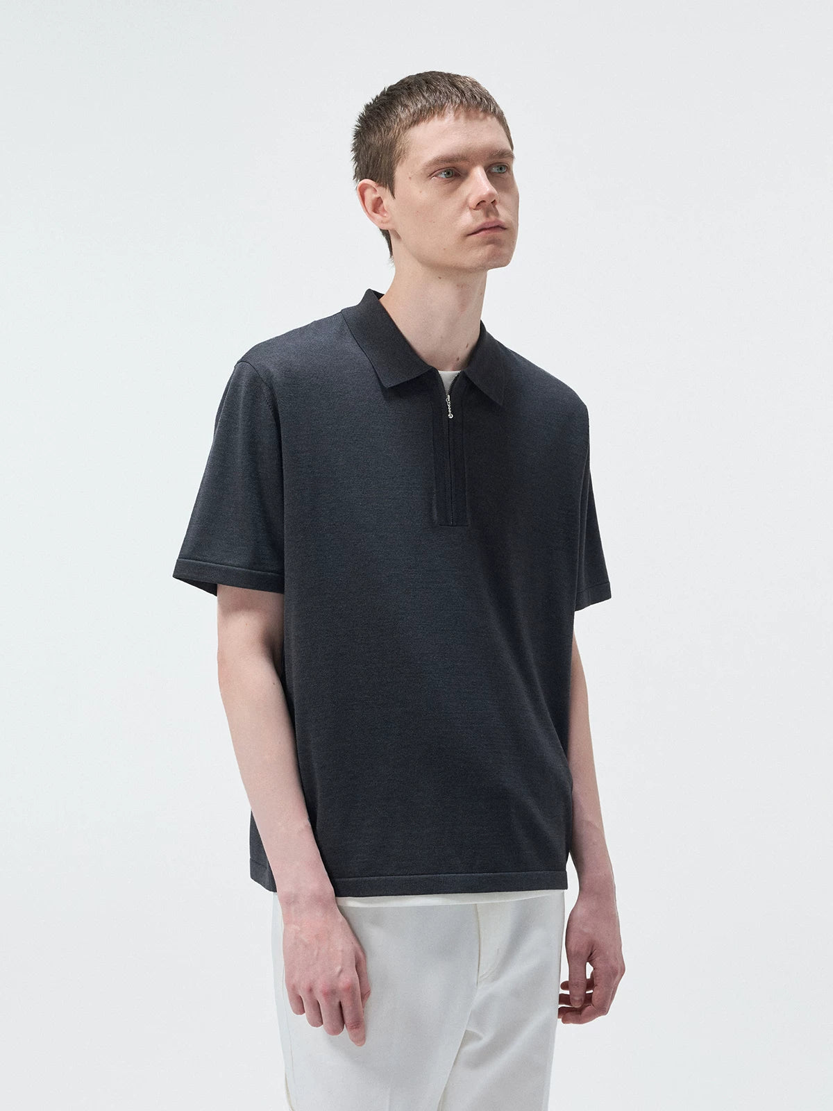 Short Sleeve Wool Silk Knit Top