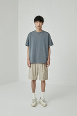 Draped Drawstring Elastic Waist Pleated Shorts