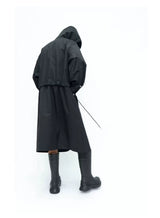 Hooded Long Water-resistant Waist-cinched Trench Coat