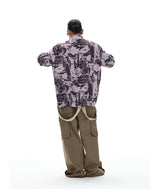 Lavender Graffiti Cuban Collar Hawaiian Shirt