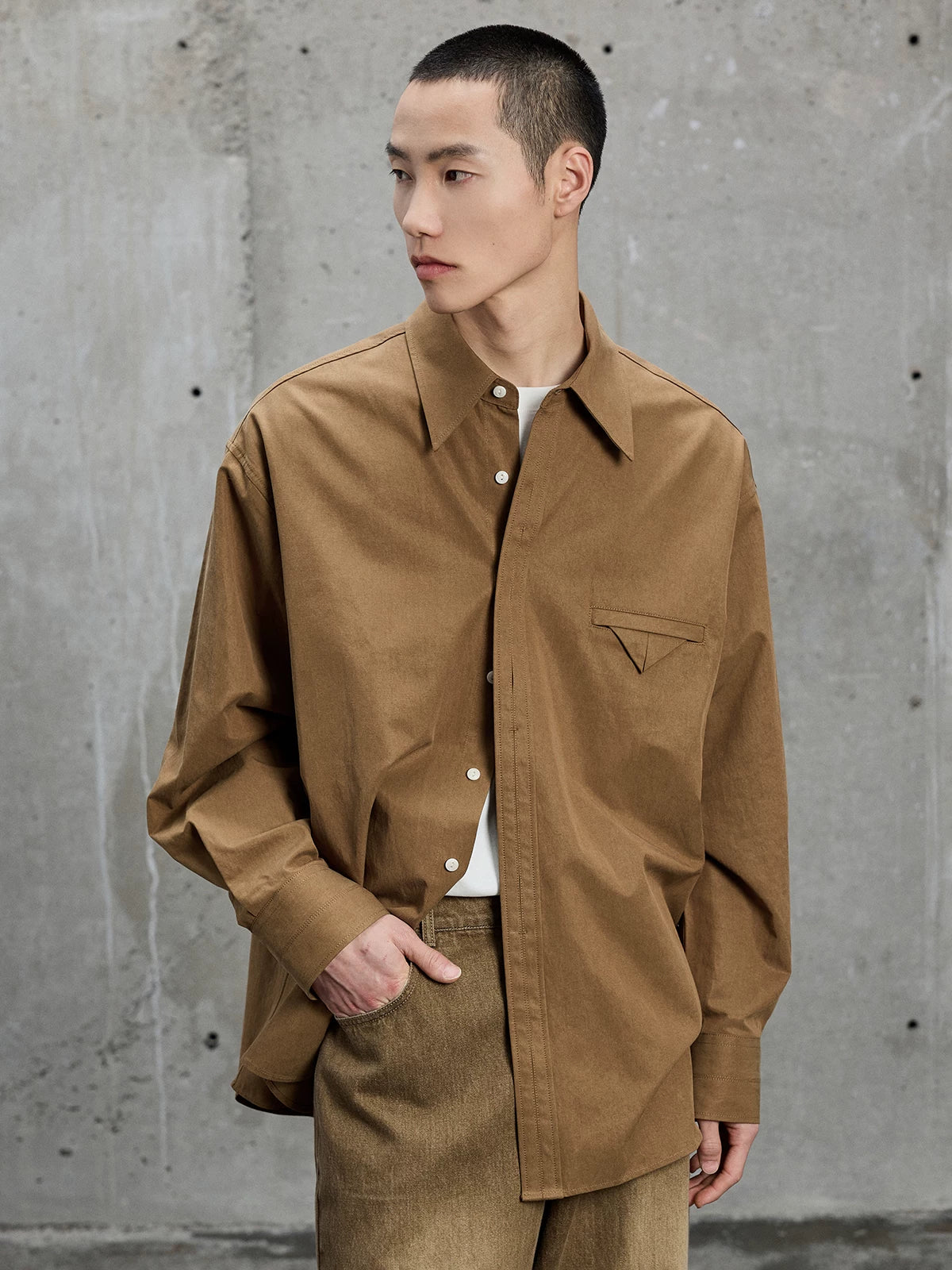 Triangle Pocket Shirt with Hidden Placket