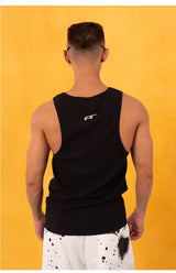 Men's Cleanfit Black Ribbed Gym Tank