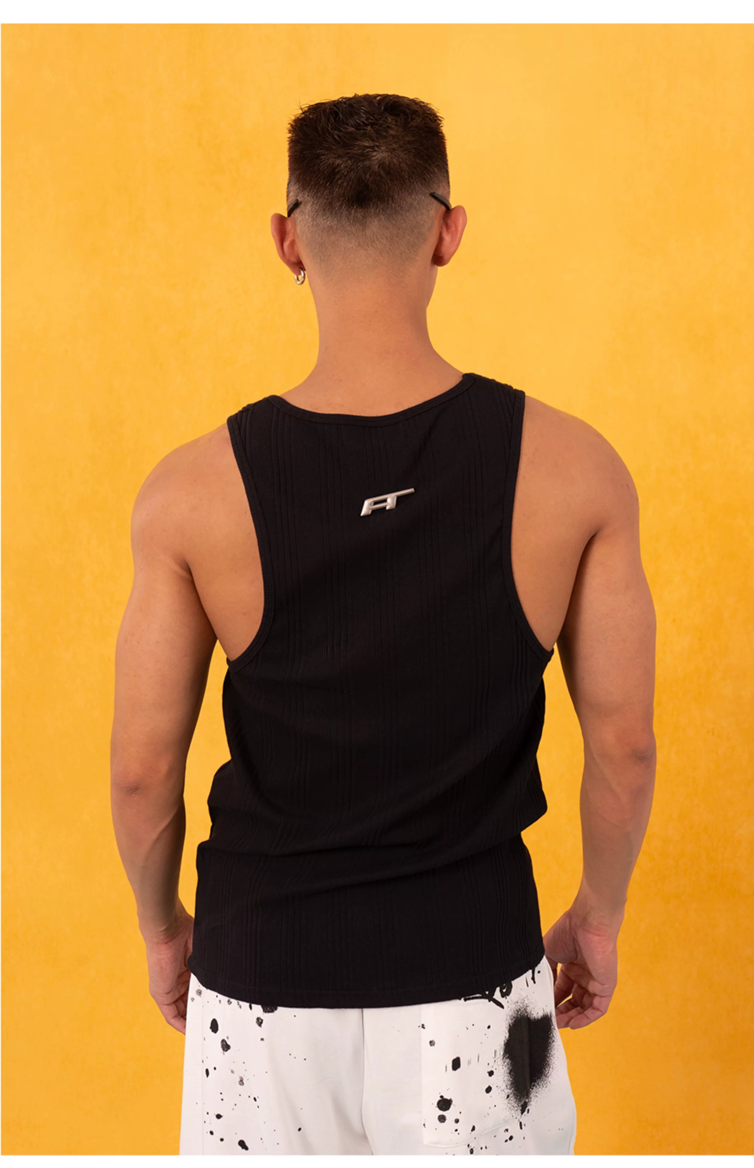 Men's Cleanfit Black Ribbed Gym Tank