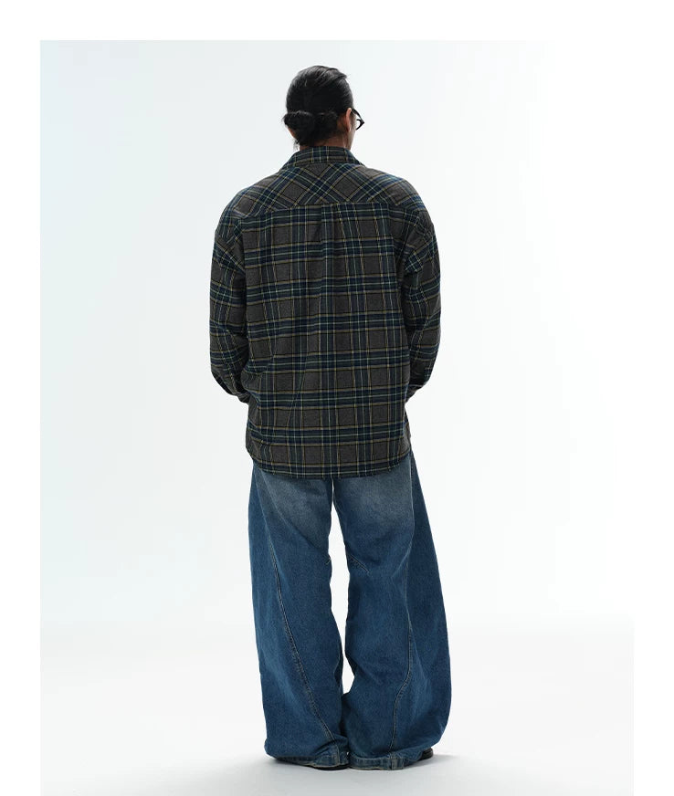 Green Vintage Plaid Japanese Flannel Shirt