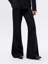 Black Herringbone Slim Flared Casual Pants