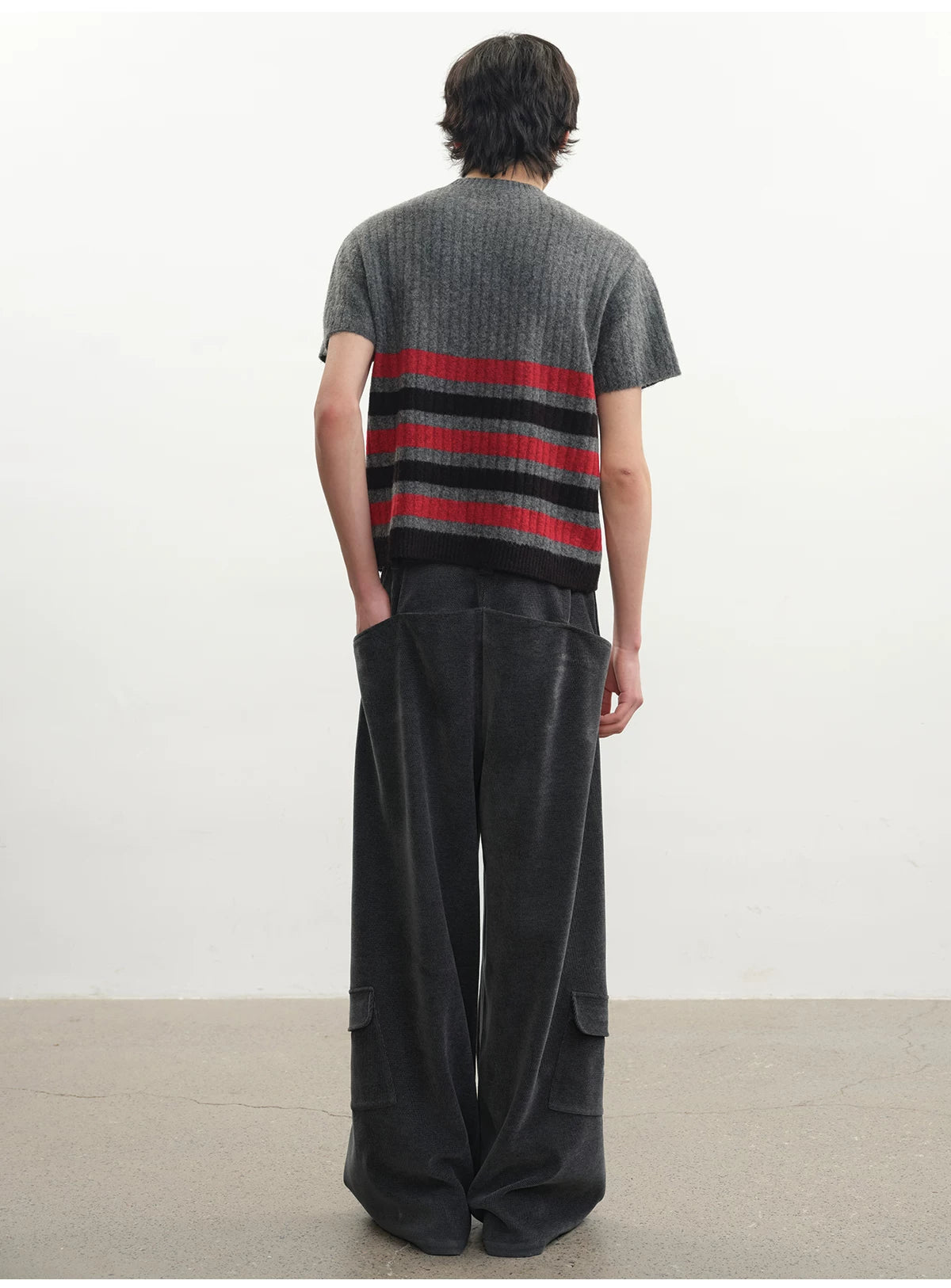 Faded Gray Side Pocket Corduroy Pants
