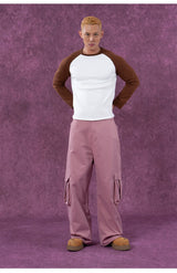 Men's Pink Beige Multi-pocket Cargo Pants