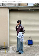Wide Leg Cuffed Washed Jeans