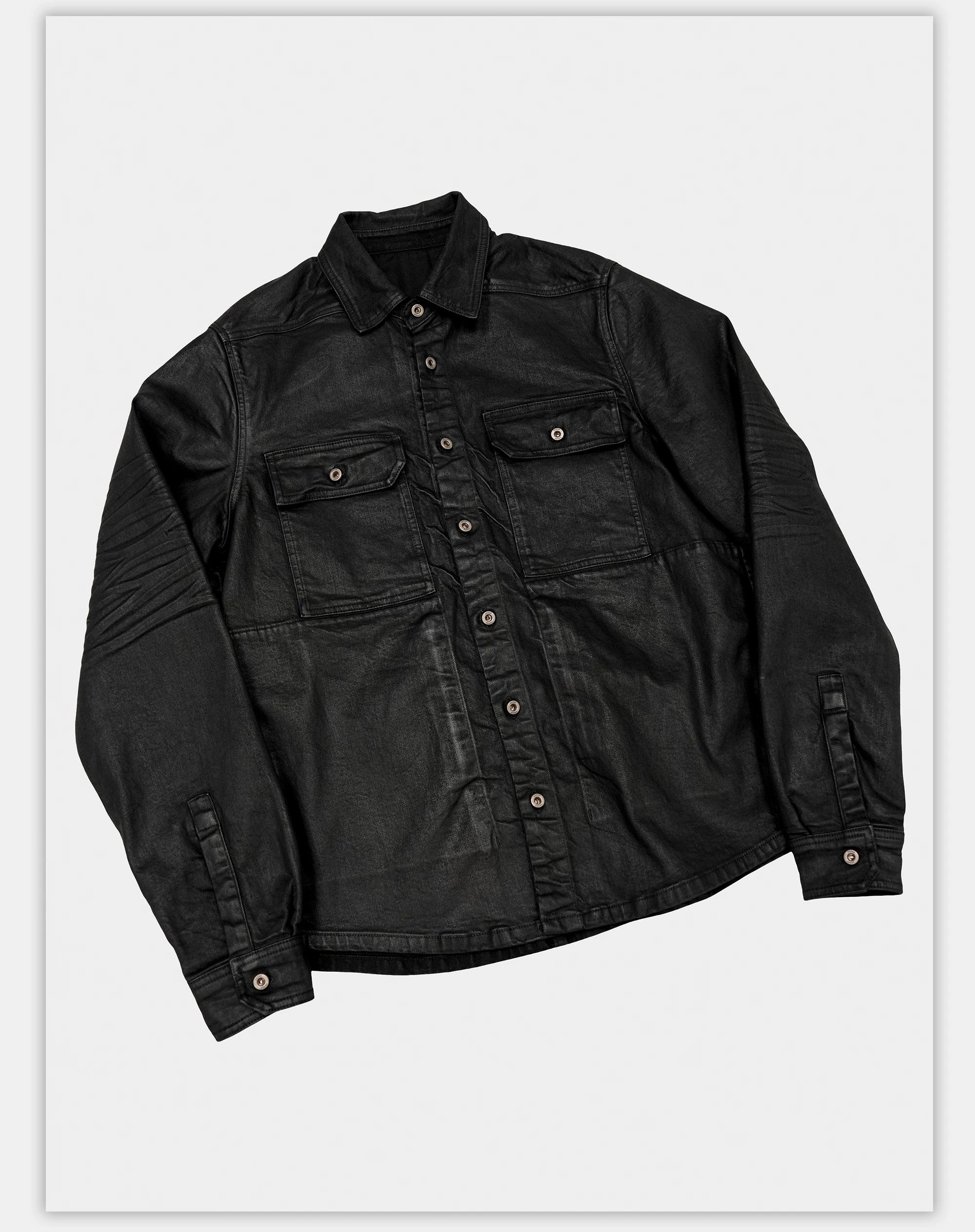 Dark Waxed Oversized Denim Shirt Jacket