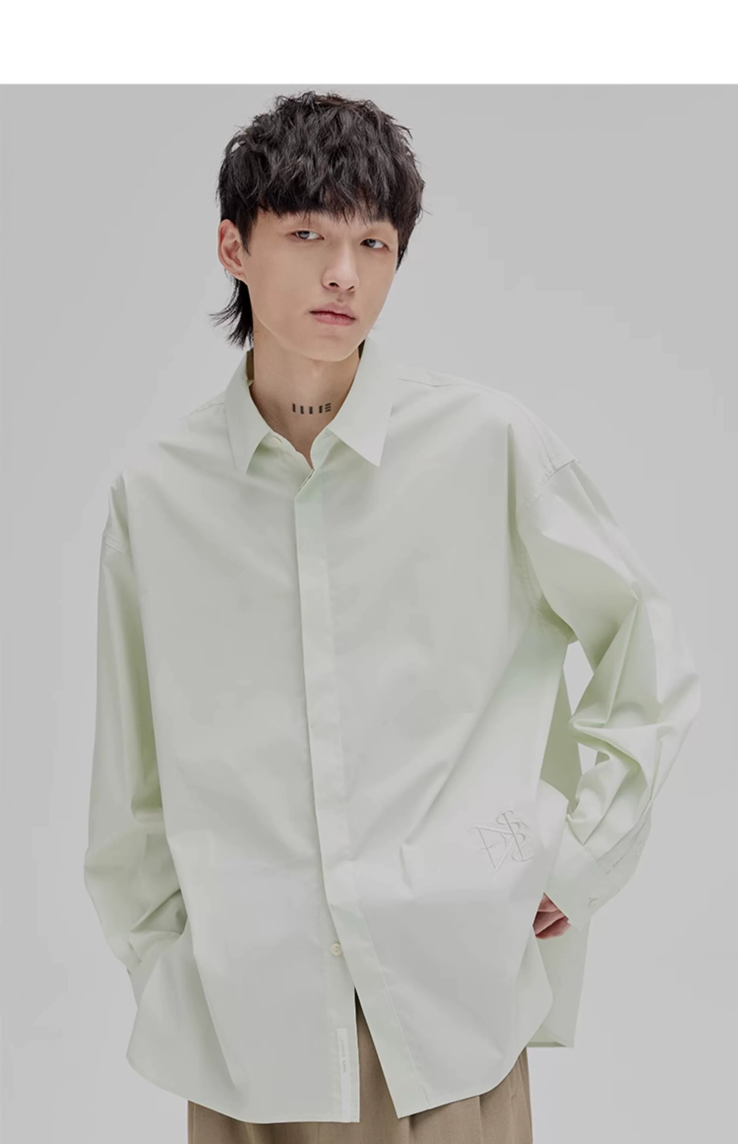 Basic Embroidered Pima Cotton Blend Shirt