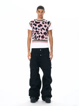 Men's Pink Leopard Print Fuzzy Vest