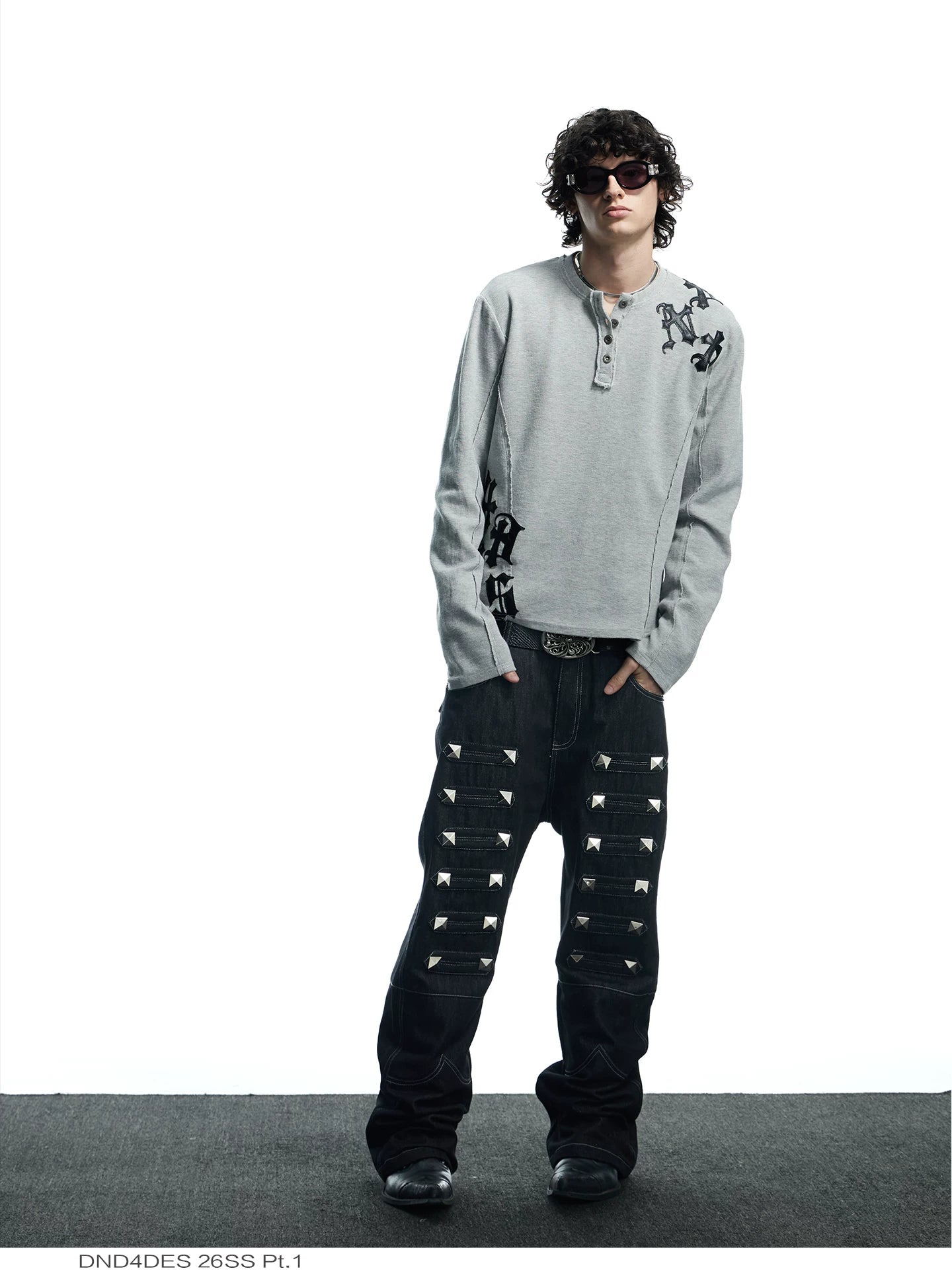 Punk Raw Denim Straight Flare Jeans