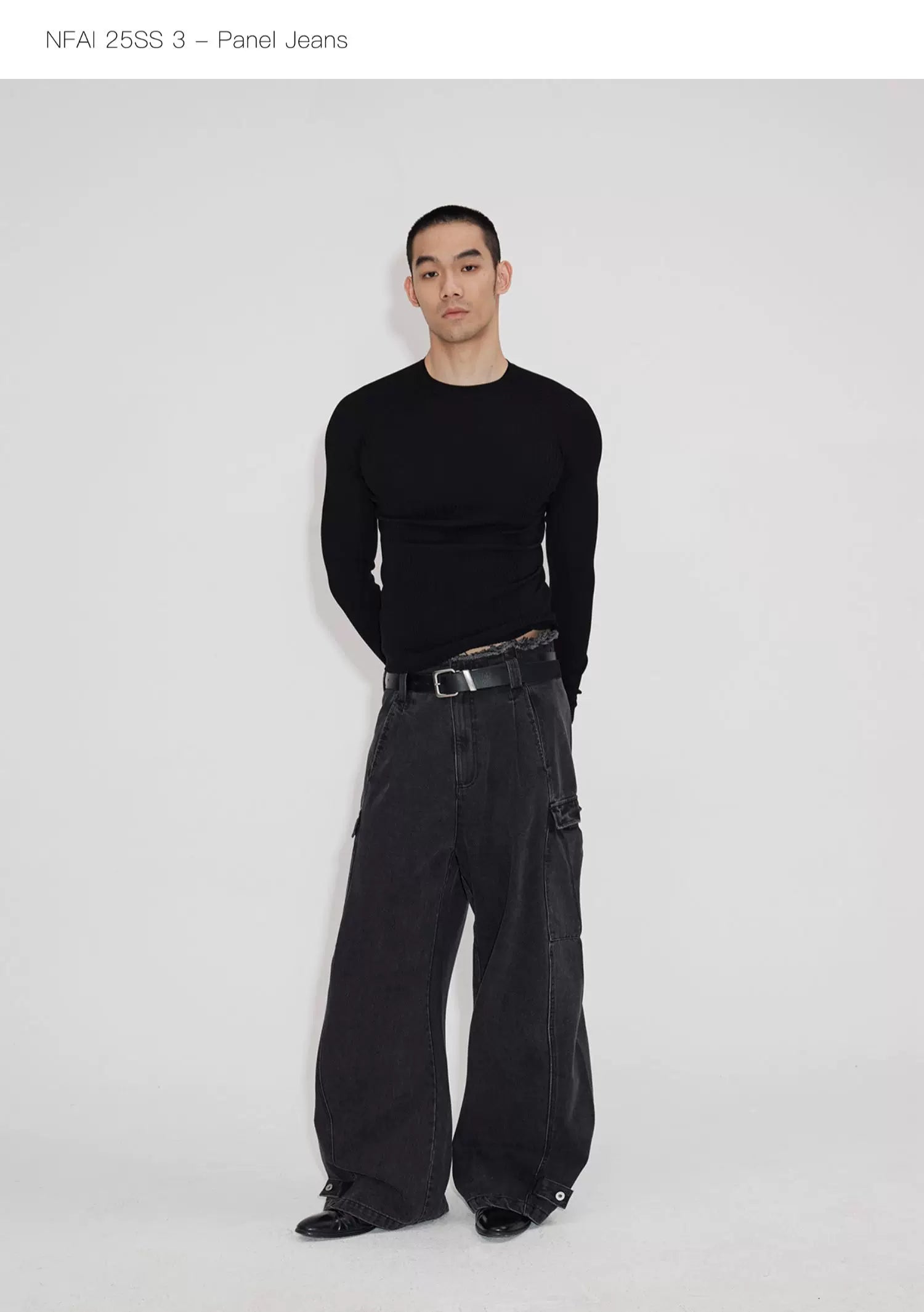 Three-Piece Raw Hem Curved Jeans