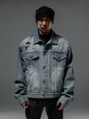 Loose Vintage Blue Distressed Denim Jacket