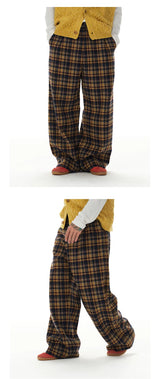 Old Money Wool Plaid Straight Pants