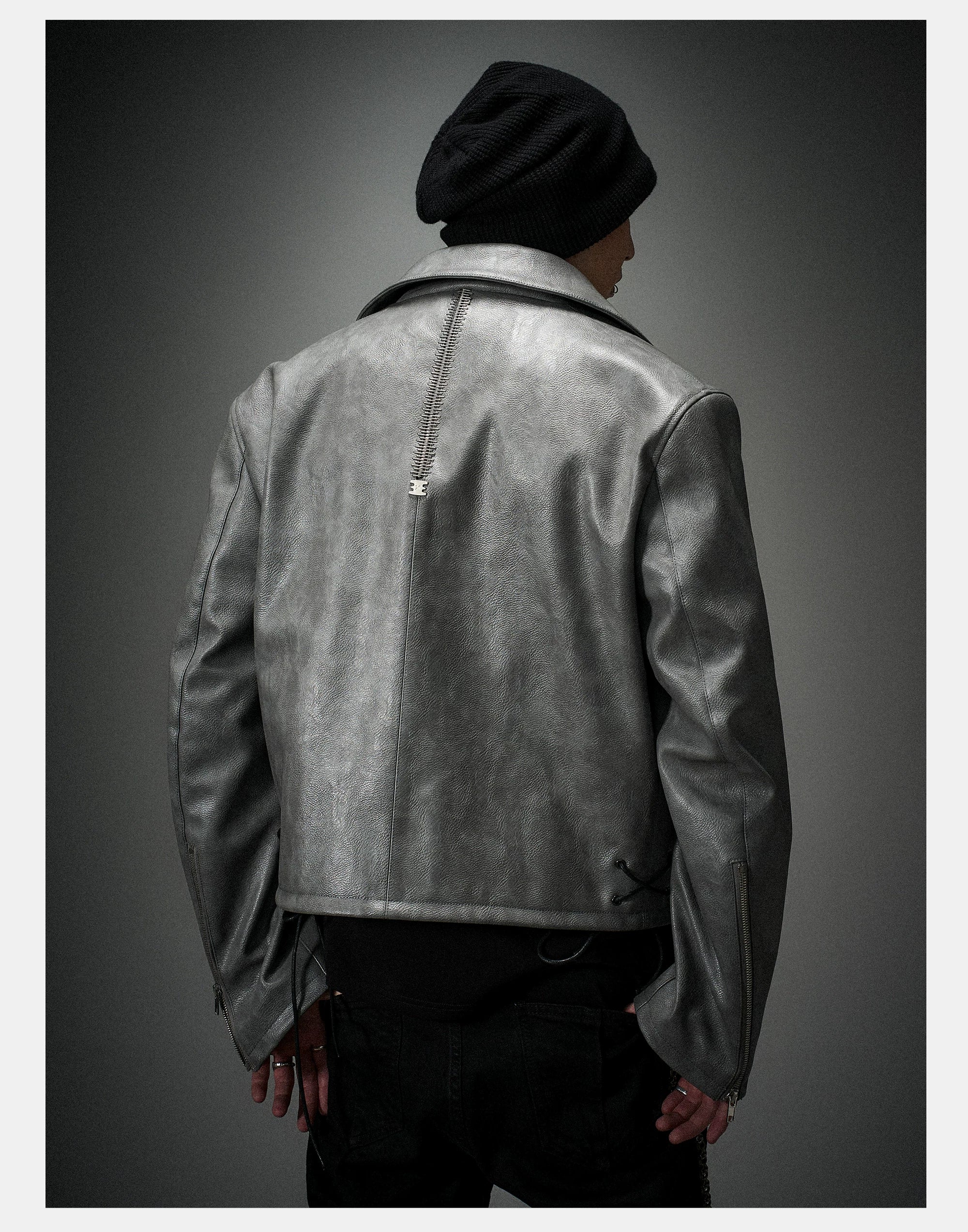 Vintage Stand Collar Biker Jacket