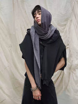 Washed Detachable Ripped Hood Grey Sweatshirt