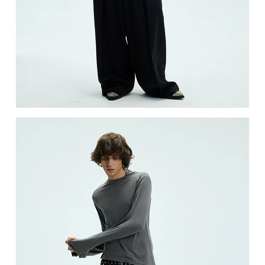 Slim Fit Two-Color Long Base Tees