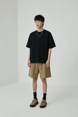 Draped Drawstring Elastic Waist Pleated Shorts