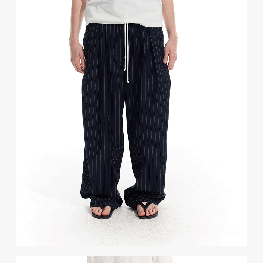 Striped Drawstring Elastic Casual Pants