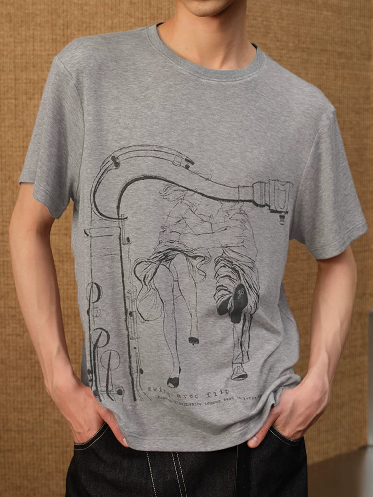 Couple Print Fitted Wool Blend Tee