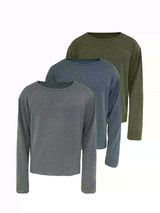Ribbed Boat Neck Long Sleeve Tops