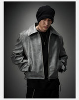 Vintage Stand Collar Biker Jacket