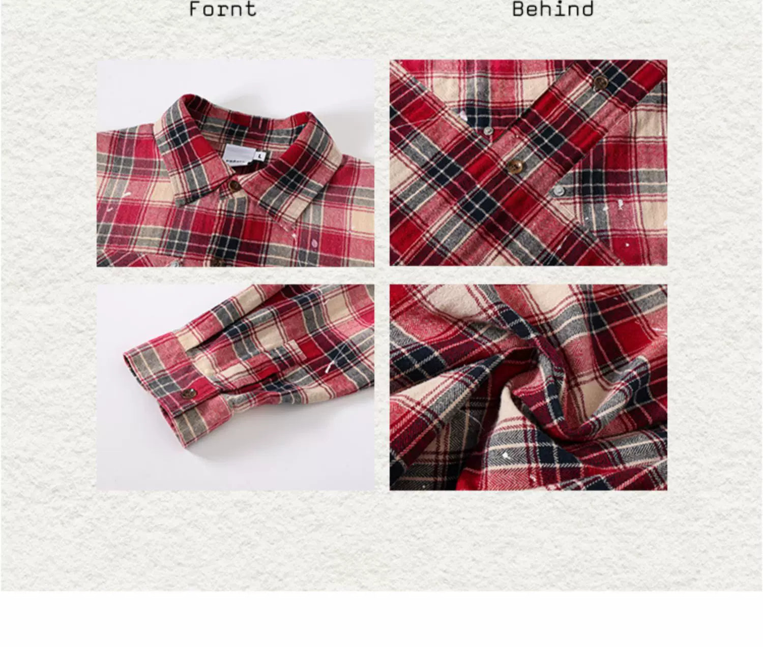 Men's Long Sleeve Splatter Plaid Shirt
