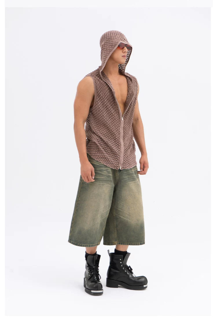 Men's Loose Cropped Denim Shorts