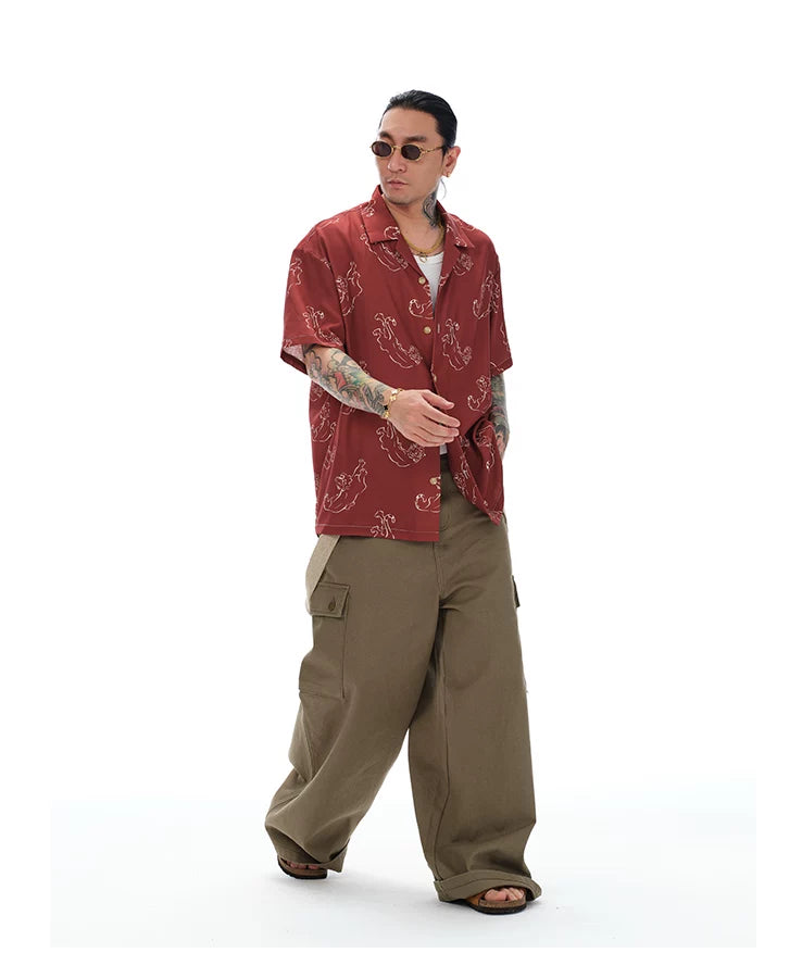 Men's Loose Multi-pocket Flare Cargo Pants