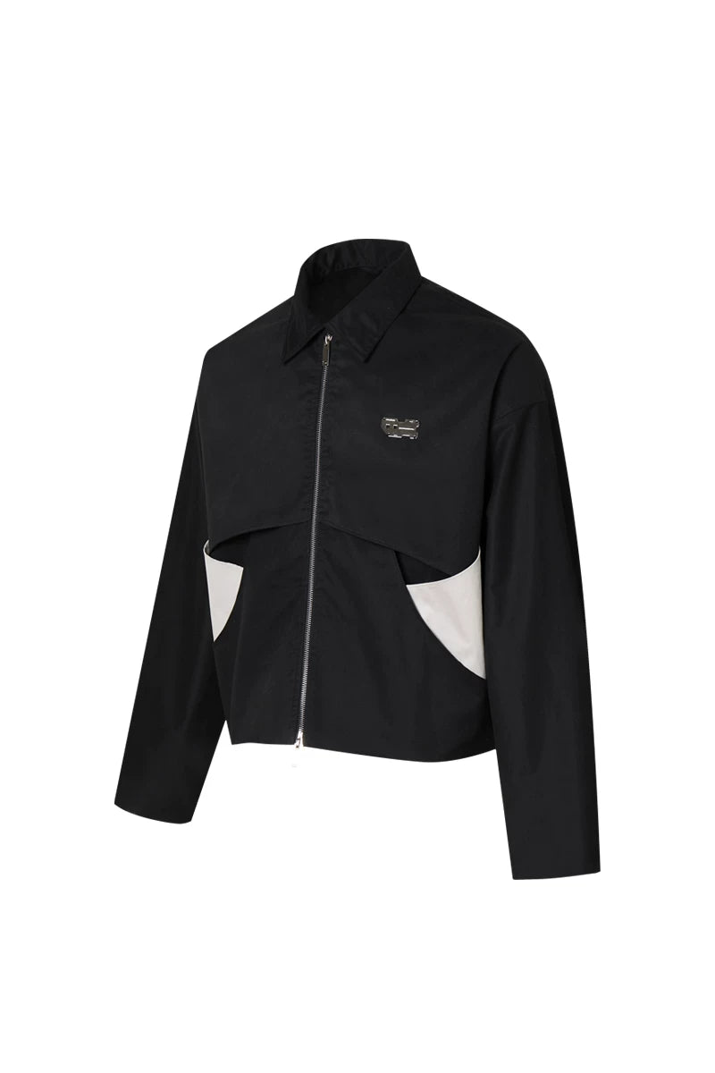 Men's Loose Short Patchwork Zip Jacket