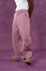 Men's Pink Beige Multi-pocket Cargo Pants