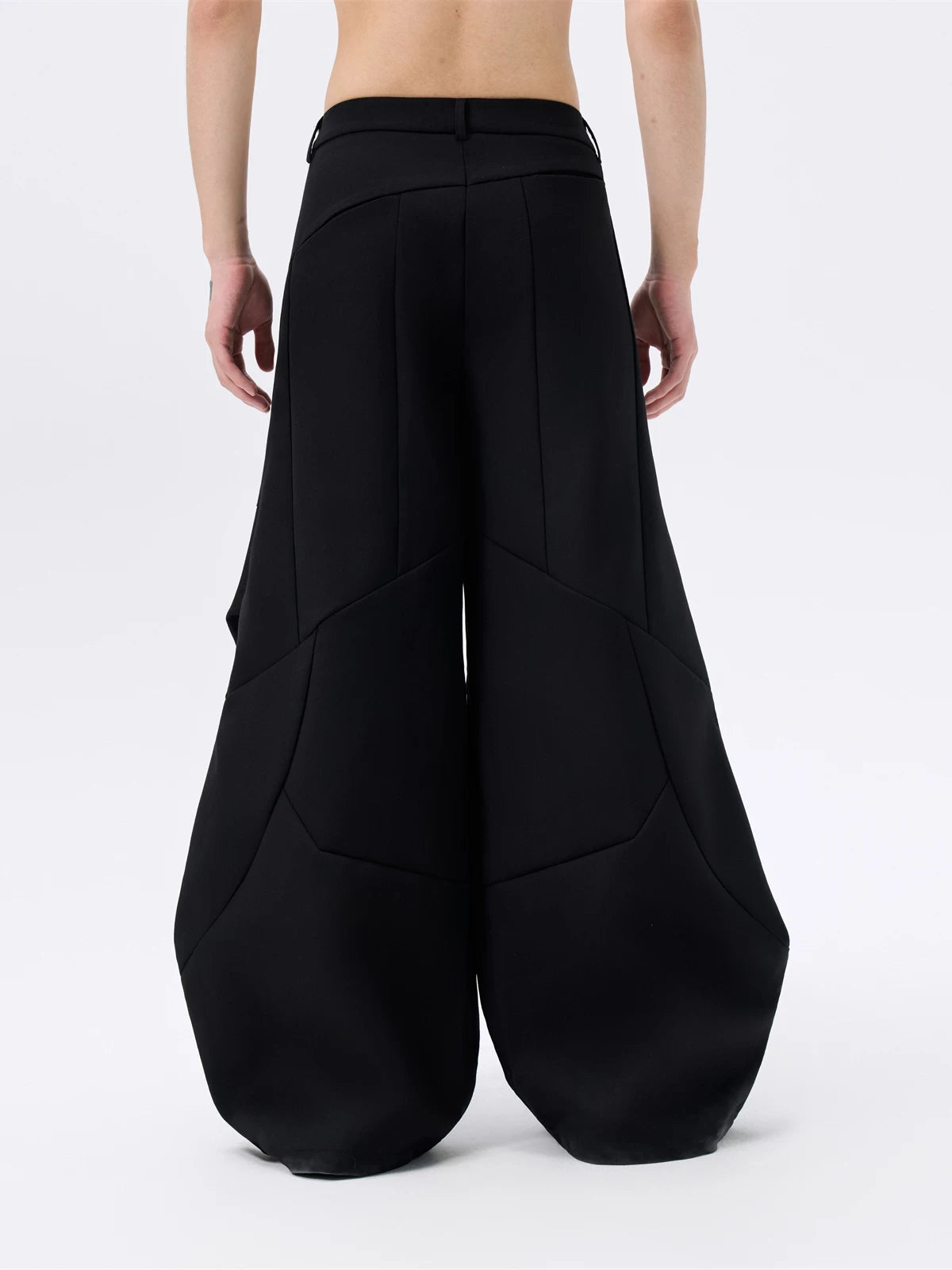 Casual Curved Pleated Wide Leg Pants