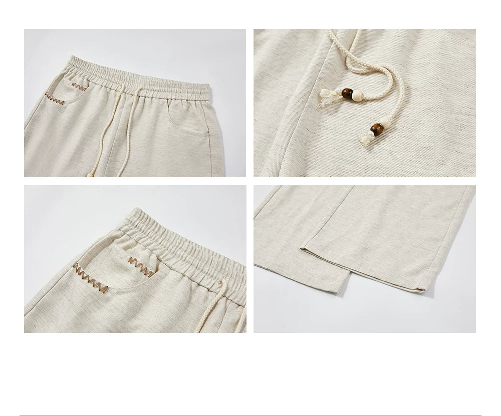 Drawstring Straight Leg Linen Lyocell Pants