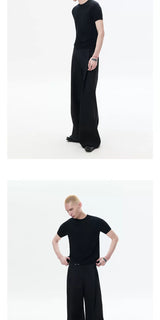 Short Sleeve Slim Ribbed Knit Tee
