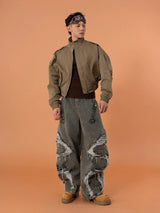 Army Green Unisex Cropped Flight Jacket