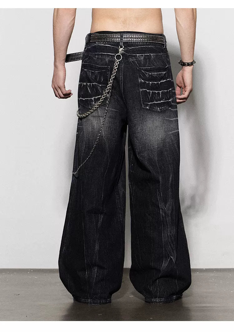 American Vintage Washed Distressed Baggy Jeans