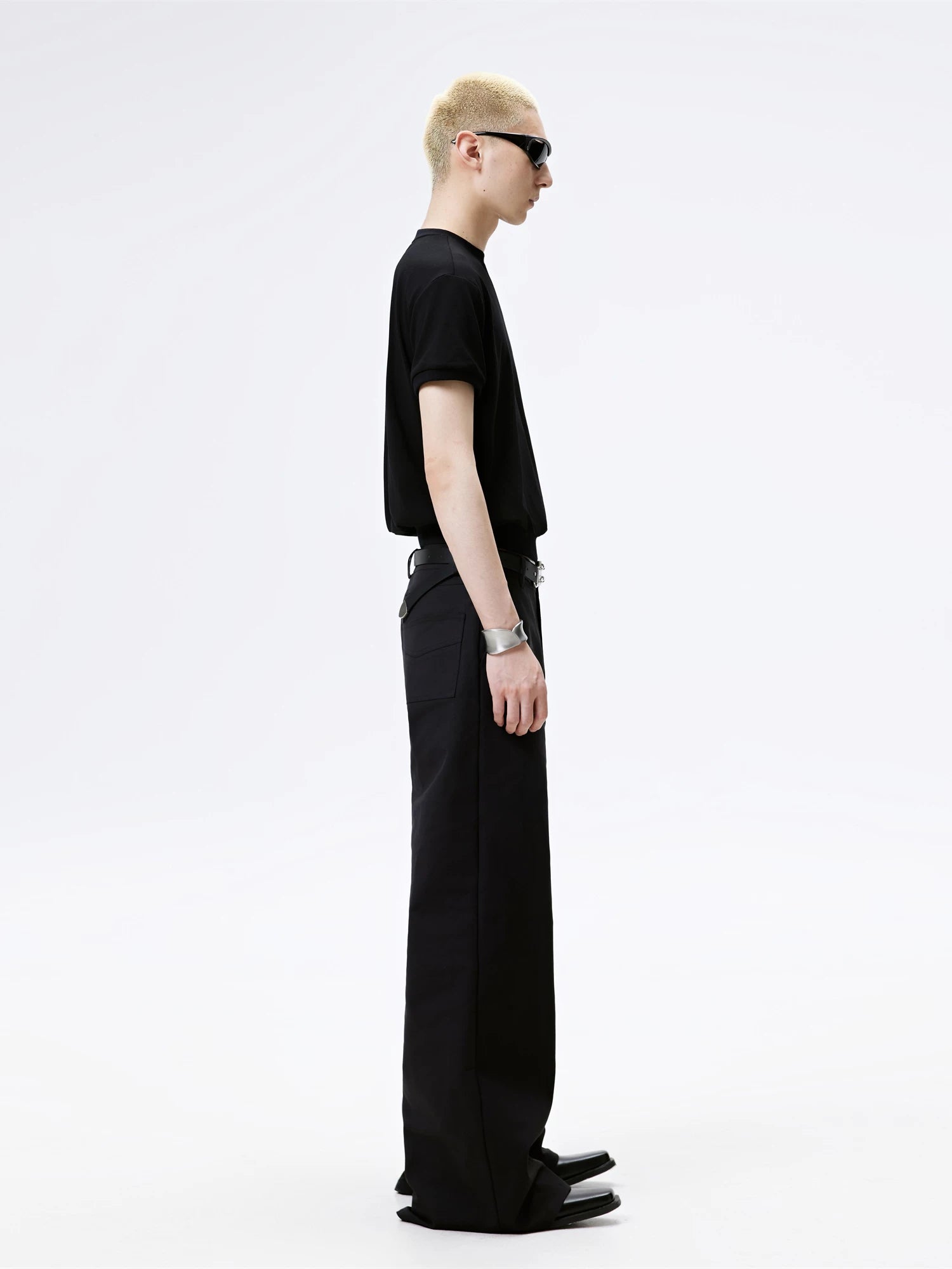 Black Straight Flared Casual Pants
