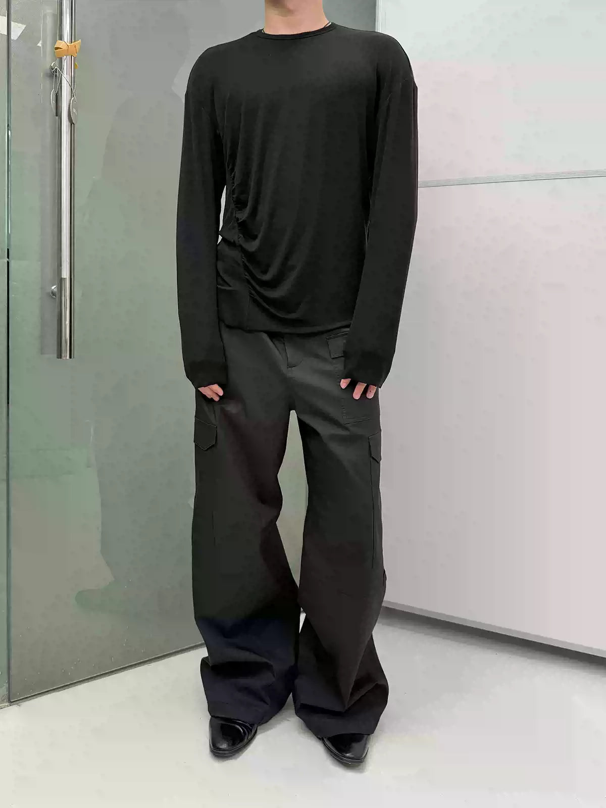 Comfortable Rippled Wool Long Sleeve Top