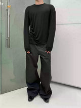 Comfortable Rippled Wool Long Sleeve Top