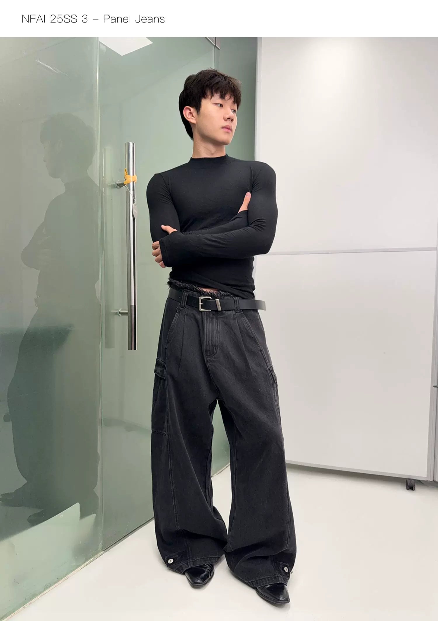 Three-Piece Raw Hem Curved Jeans