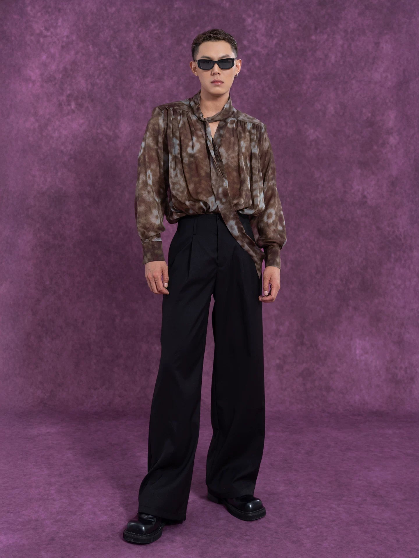Black High Waist Men's Casual Pants