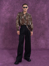 Black High Waist Men's Casual Pants