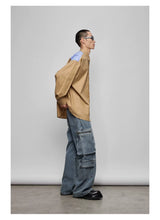 Color-block Striped Cotton Pocket Shirt