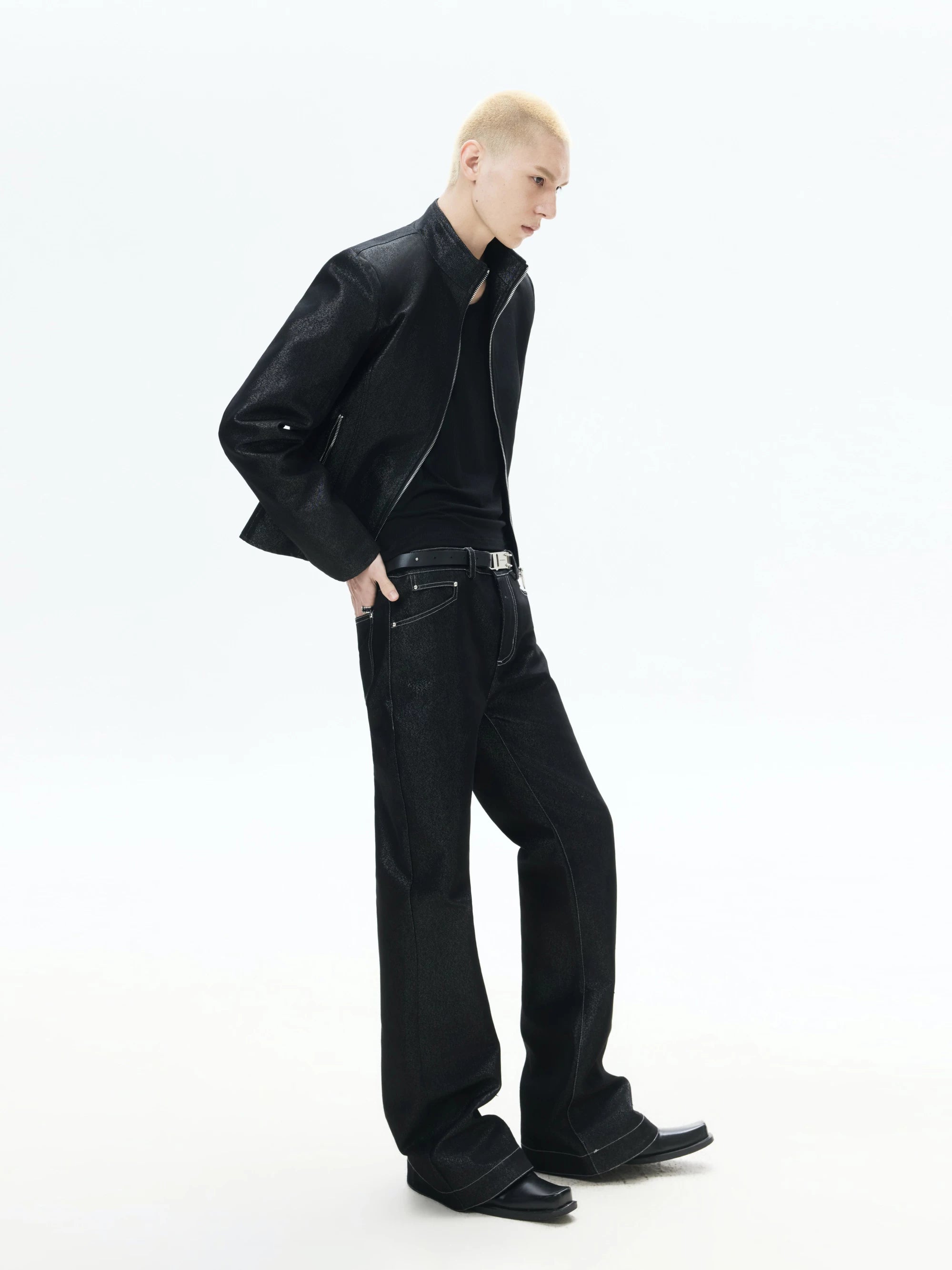 Mid Rise Flare Silver Riveted Jeans