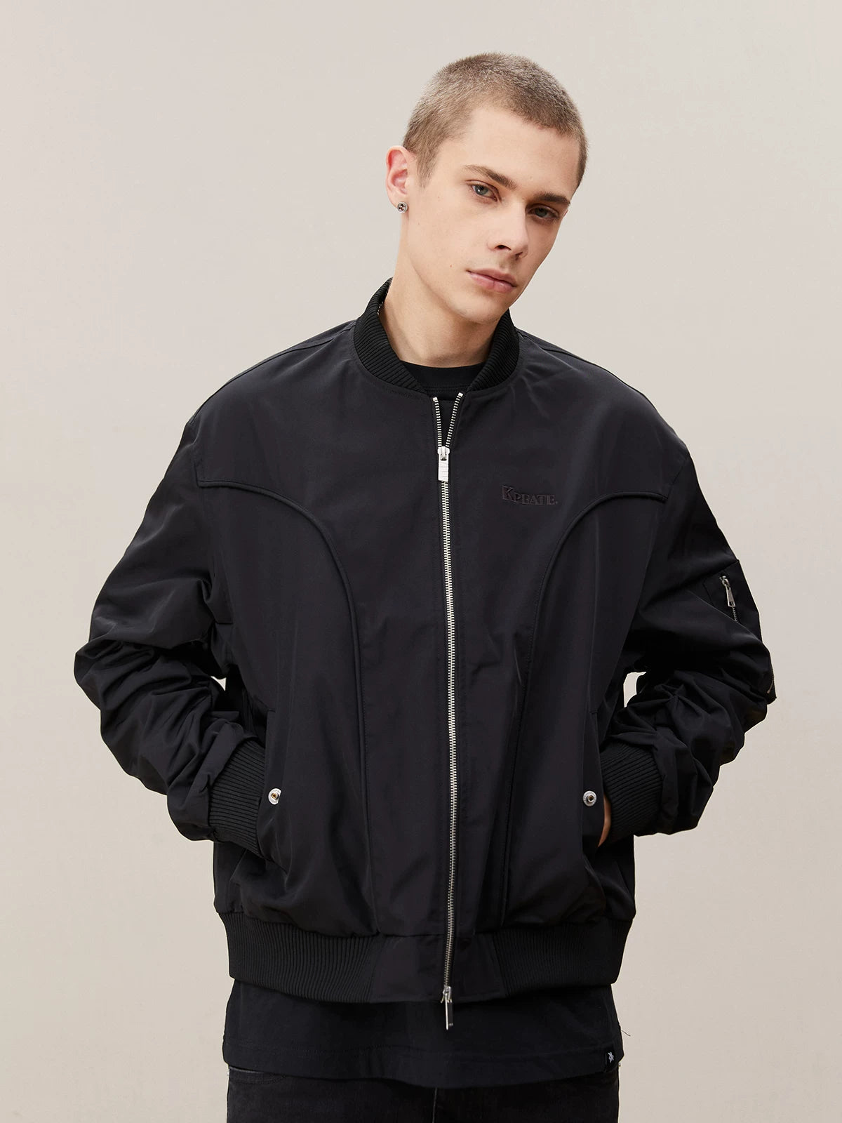 Men's Deconstructed Pleated MA1 Bomber Jacket