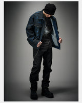 Distressed Ice Blue Ombre Denim Jacket