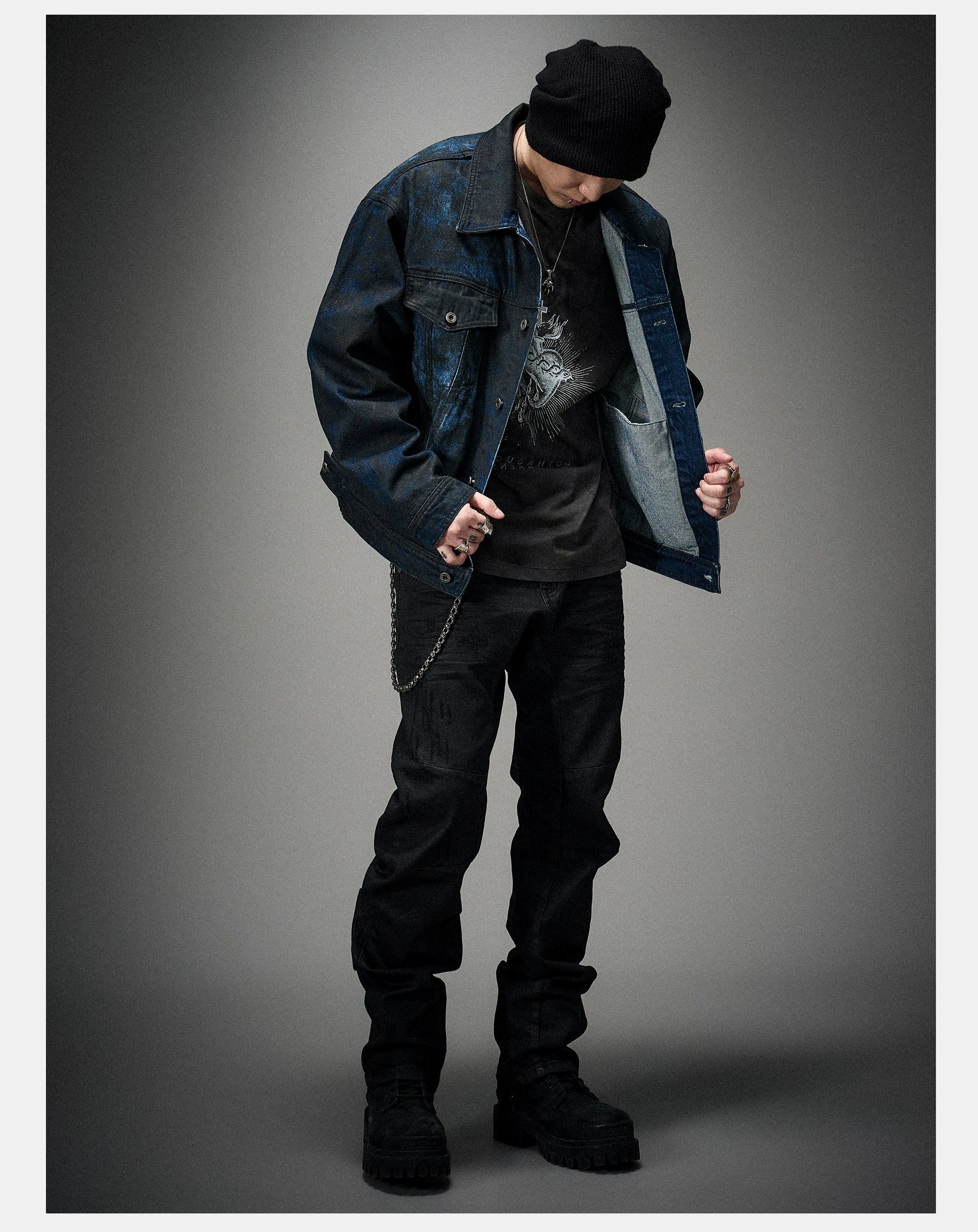 Distressed Ice Blue Ombre Denim Jacket
